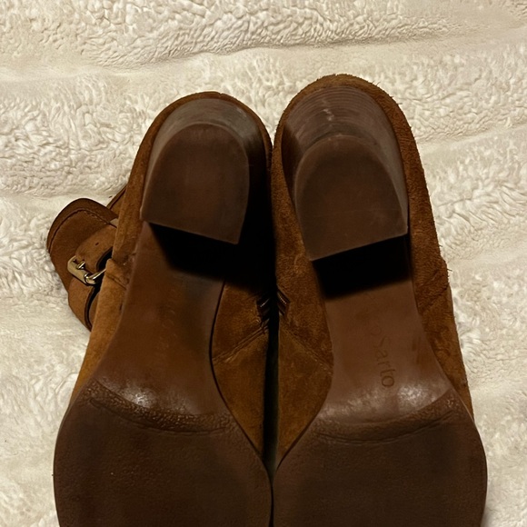 Franco Sarto Delaney Suede Ankle Boots High Heel Bootie Brown Chestnut - Picture 5 of 5